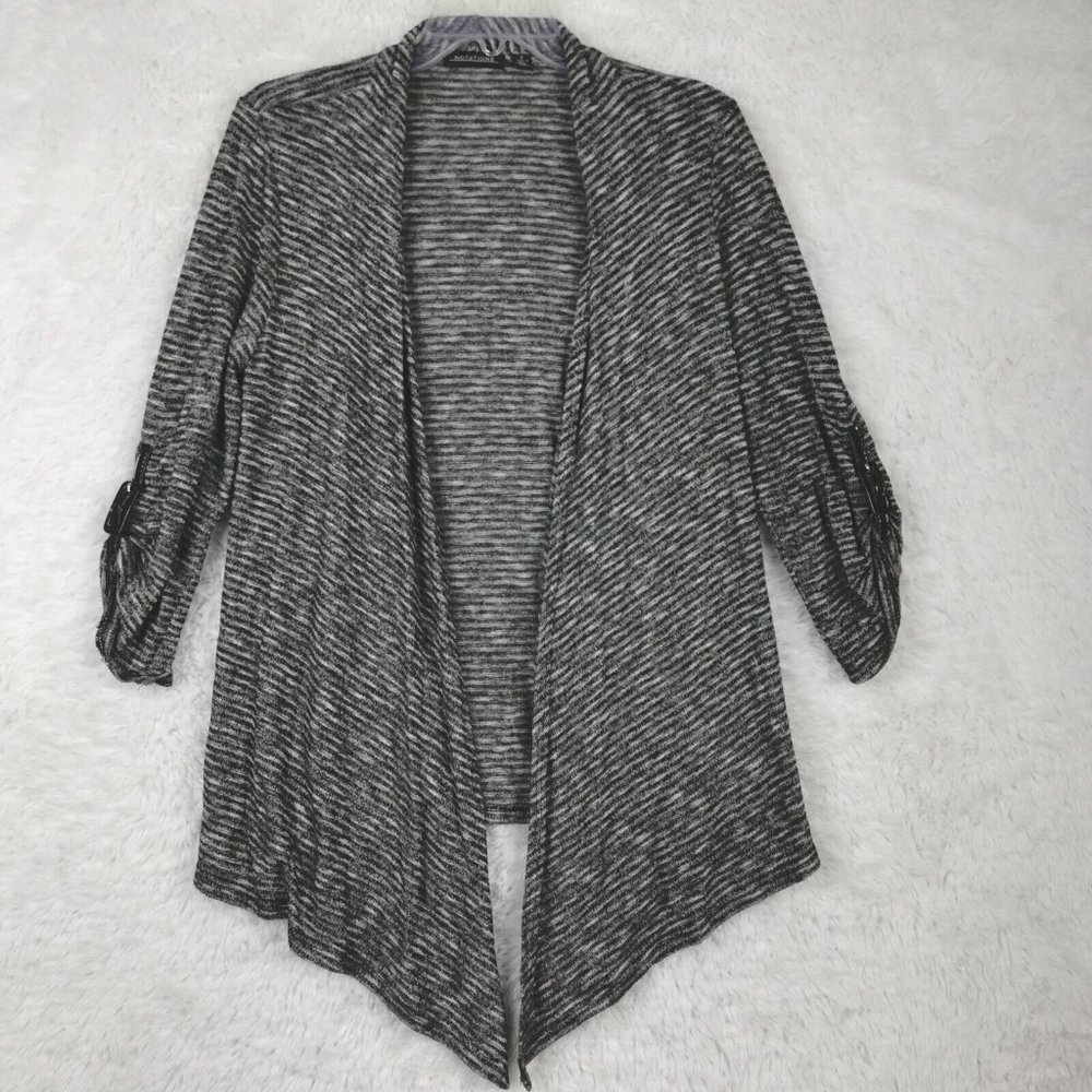 Notations Womens Sweater‎ Cardigan Open Front High Low Knit Buckle Sleeve S